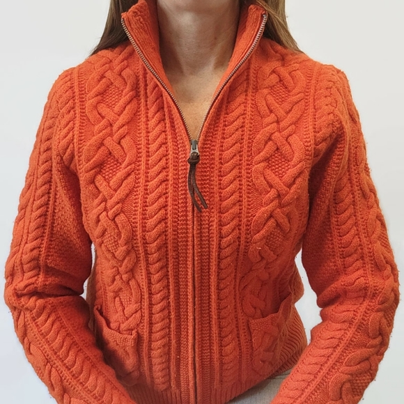 Ralph Lauren Rugby Wool Burnt Orange Zip-Up Sweater - Picture 5 of 14
